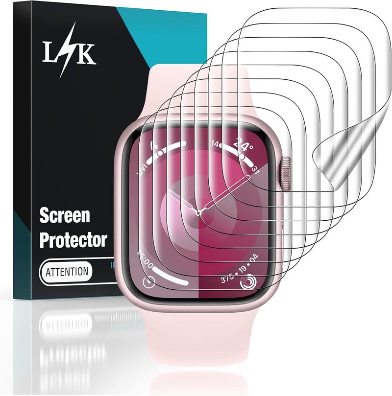 LK LϟK 8 pack TPU Screen Protector for Apple Watch Series 9 8 7 41mm - Self-Healing Anti Scratch 0 Bubble HD Touch Sensitive Upgrade Flexible Film for iWatch S9 41mm - Image 1